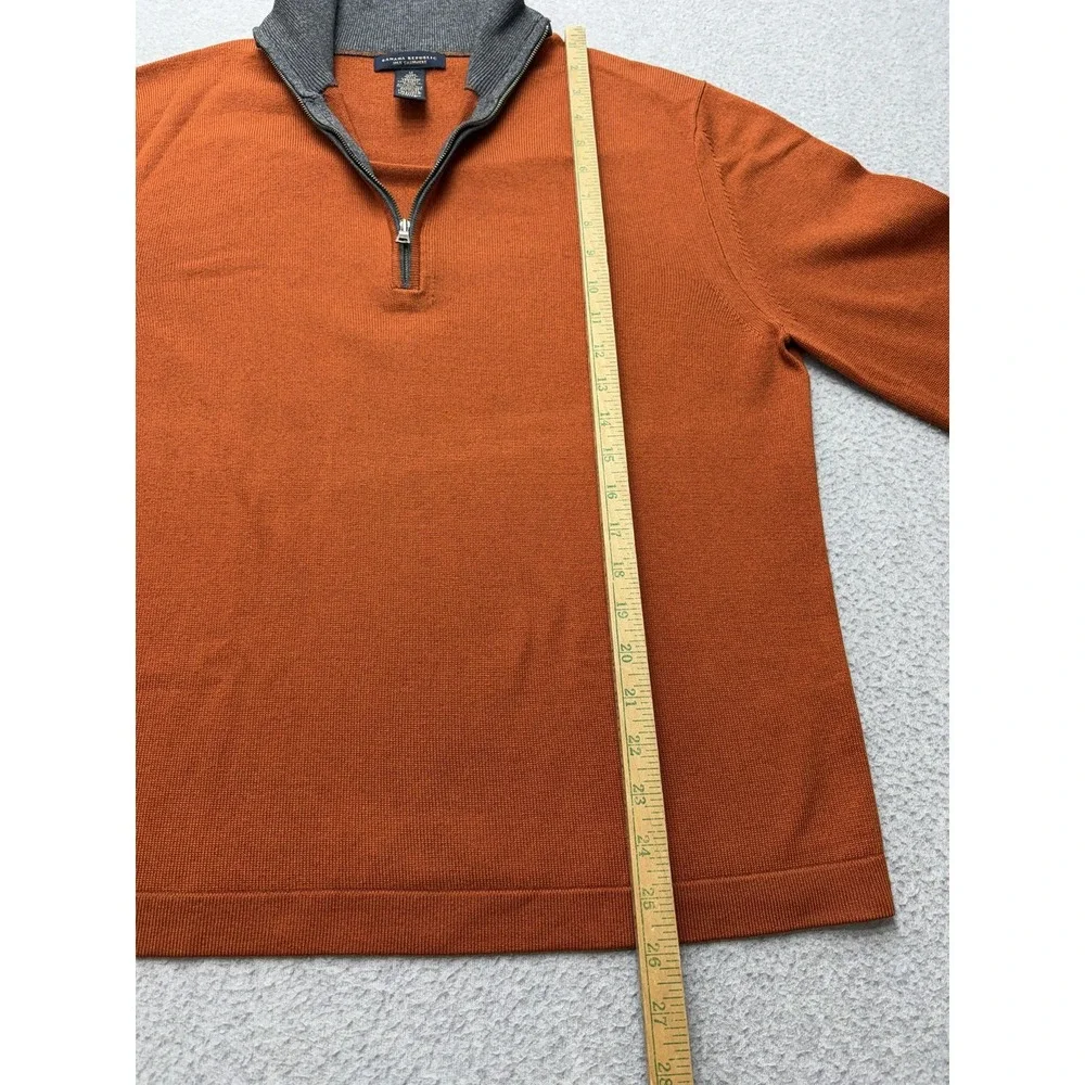 Banana Republic Mens Medium Silk Cashmere Quarter Zip Mock Neck Sweater Orange